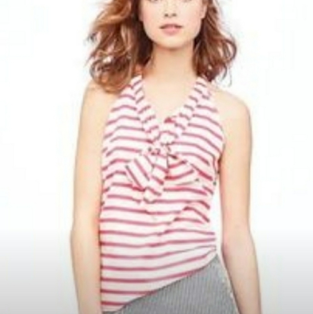 J. Crew Red and White Striped Blouse